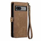 For Google Pixel 7 Geometric Zipper Wallet Side Buckle Leather Phone Case(Brown) - 3