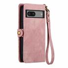 For Google Pixel 7a Geometric Zipper Wallet Side Buckle Leather Phone Case(Pink) - 3