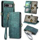 For Google Pixel 7A Geometric Zipper Wallet Side Buckle Leather Phone Case(Green) - 1