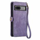 For Google Pixel 7a Geometric Zipper Wallet Side Buckle Leather Phone Case(Purple) - 3