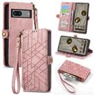 For Google Pixel 6A Geometric Zipper Wallet Side Buckle Leather Phone Case(Pink) - 1