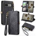 For Google Pixel 6A Geometric Zipper Wallet Side Buckle Leather Phone Case(Black) - 1