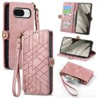 For Google Pixel 8a Geometric Zipper Wallet Side Buckle Leather Phone Case(Pink) - 1