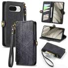 For Google Pixel 8a Geometric Zipper Wallet Side Buckle Leather Phone Case(Black) - 1