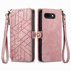For Google Pixel 9a Geometric Zipper Wallet Side Buckle Leather Phone Case(Pink) - 2
