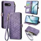 For Google Pixel 9a Geometric Zipper Wallet Side Buckle Leather Phone Case(Purple) - 1