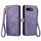 For Google Pixel 9a Geometric Zipper Wallet Side Buckle Leather Phone Case(Purple) - 2