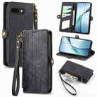 For Google Pixel 9a Geometric Zipper Wallet Side Buckle Leather Phone Case(Black) - 1