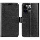 For iPhone 15 Pro R64 Texture Horizontal Flip Leather Phone Case(Black) - 1