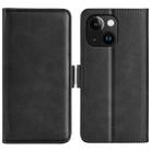 For iPhone 15 Dual-side Magnetic Buckle Horizontal Flip Leather Phone Case(Black) - 1