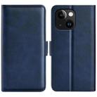 For iPhone 15 Plus Dual-side Magnetic Buckle Horizontal Flip Leather Phone Case(Dark Blue) - 1