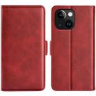 For iPhone 15 Plus Dual-side Magnetic Buckle Horizontal Flip Leather Phone Case(Red) - 1