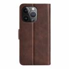 For iPhone 15 Pro Dual-side Magnetic Buckle Horizontal Flip Leather Phone Case(Brown) - 3