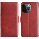 For iPhone 15 Pro Dual-side Magnetic Buckle Horizontal Flip Leather Phone Case(Red) - 1