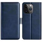 For iPhone 15 Pro Max Dual-side Magnetic Buckle Horizontal Flip Leather Phone Case(Dark Blue) - 1