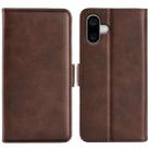 For iPhone 16 Dual-side Magnetic Buckle Horizontal Flip Leather Phone Case(Brown) - 1