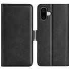 For iPhone 16 Plus Dual-side Magnetic Buckle Horizontal Flip Leather Phone Case(Black) - 1