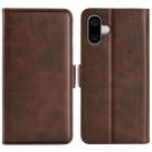 For iPhone 16 Plus Dual-side Magnetic Buckle Horizontal Flip Leather Phone Case(Brown) - 1