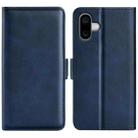 For iPhone 16 Plus Dual-side Magnetic Buckle Horizontal Flip Leather Phone Case(Dark Blue) - 1