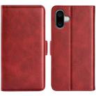 For iPhone 16 Plus Dual-side Magnetic Buckle Horizontal Flip Leather Phone Case(Red) - 1