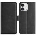 For iPhone 16 Pro Dual-side Magnetic Buckle Horizontal Flip Leather Phone Case(Black) - 1