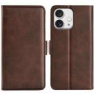 For iPhone 16 Pro Dual-side Magnetic Buckle Horizontal Flip Leather Phone Case(Brown) - 1