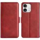 For iPhone 16 Pro Dual-side Magnetic Buckle Horizontal Flip Leather Phone Case(Red) - 1