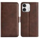 For iPhone 16 Pro Max Dual-side Magnetic Buckle Horizontal Flip Leather Phone Case(Brown) - 1