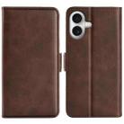 For iPhone 17 Dual-side Magnetic Buckle Horizontal Flip Leather Phone Case(Brown) - 1