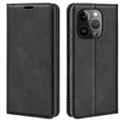 For iPhone 15 Pro Retro-skin  Magnetic Suction Leather Phone Case(Black) - 1