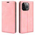 For iPhone 15 Pro Retro-skin  Magnetic Suction Leather Phone Case(Pink) - 1