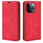 For iPhone 15 Pro Retro-skin  Magnetic Suction Leather Phone Case(Red) - 1