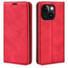 For iPhone 15 Plus Retro-skin  Magnetic Suction Leather Phone Case(Red) - 1