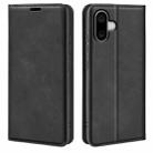 For iPhone 16 Retro-skin  Magnetic Suction Leather Phone Case(Black) - 1