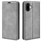 For iPhone 16 Retro-skin  Magnetic Suction Leather Phone Case(Grey) - 1