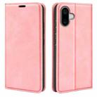 For iPhone 16 Retro-skin  Magnetic Suction Leather Phone Case(Pink) - 1