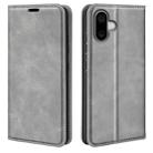 For iPhone 16 Plus Retro-skin  Magnetic Suction Leather Phone Case(Grey) - 1