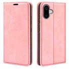 For iPhone 16 Plus Retro-skin  Magnetic Suction Leather Phone Case(Pink) - 1