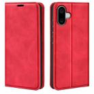 For iPhone 16 Plus Retro-skin  Magnetic Suction Leather Phone Case(Red) - 1