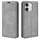 For iPhone 16 Pro Max Retro-skin  Magnetic Suction Leather Phone Case(Grey) - 1