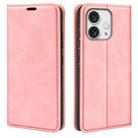 For iPhone 16 Pro Max Retro-skin  Magnetic Suction Leather Phone Case(Pink) - 1