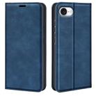 For iPhone 16e Retro-skin  Magnetic Suction Leather Phone Case(Dark Blue) - 1