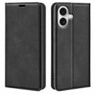 For iPhone 17 Retro-skin  Magnetic Suction Leather Phone Case(Black) - 1