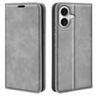 For iPhone 17 Retro-skin  Magnetic Suction Leather Phone Case(Grey) - 1