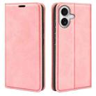 For iPhone 17 Retro-skin  Magnetic Suction Leather Phone Case(Pink) - 1