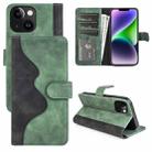 For iPhone 15 Stitching Horizontal Flip Leather Phone Case(Green) - 1