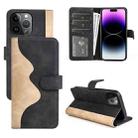 For iPhone 15 Pro Stitching Horizontal Flip Leather Phone Case(Black) - 1