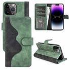 For iPhone 15 Plus Stitching Horizontal Flip Leather Phone Case(Green) - 1