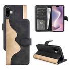 For iPhone 16 Stitching Horizontal Flip Leather Phone Case(Black) - 1