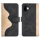 For iPhone 16 Stitching Horizontal Flip Leather Phone Case(Black) - 2
